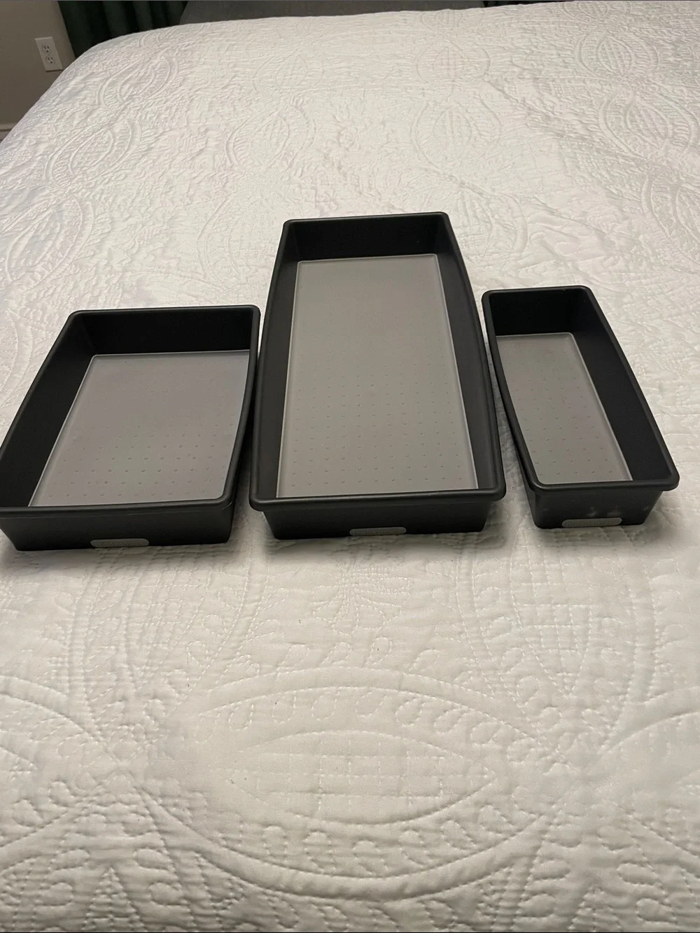 Set of 3 MADESMART Gray Drawer Organizers Bins Lightly Used Great Condition